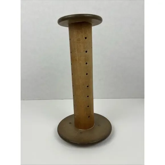 Vintage Wooden Spool Spindle Yarn Thread Wool Bobbin Wood Loom Decor 10.5 Inch - Picture 3 of 7
